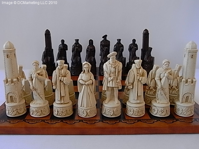 Large Poseidon Theme Chess Set Brass & Nickel Pieces with Red Board on Case  - The Chess Store