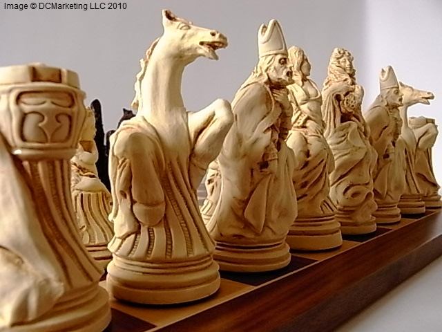 Louis XIV Crushed Stone Chess Pieces